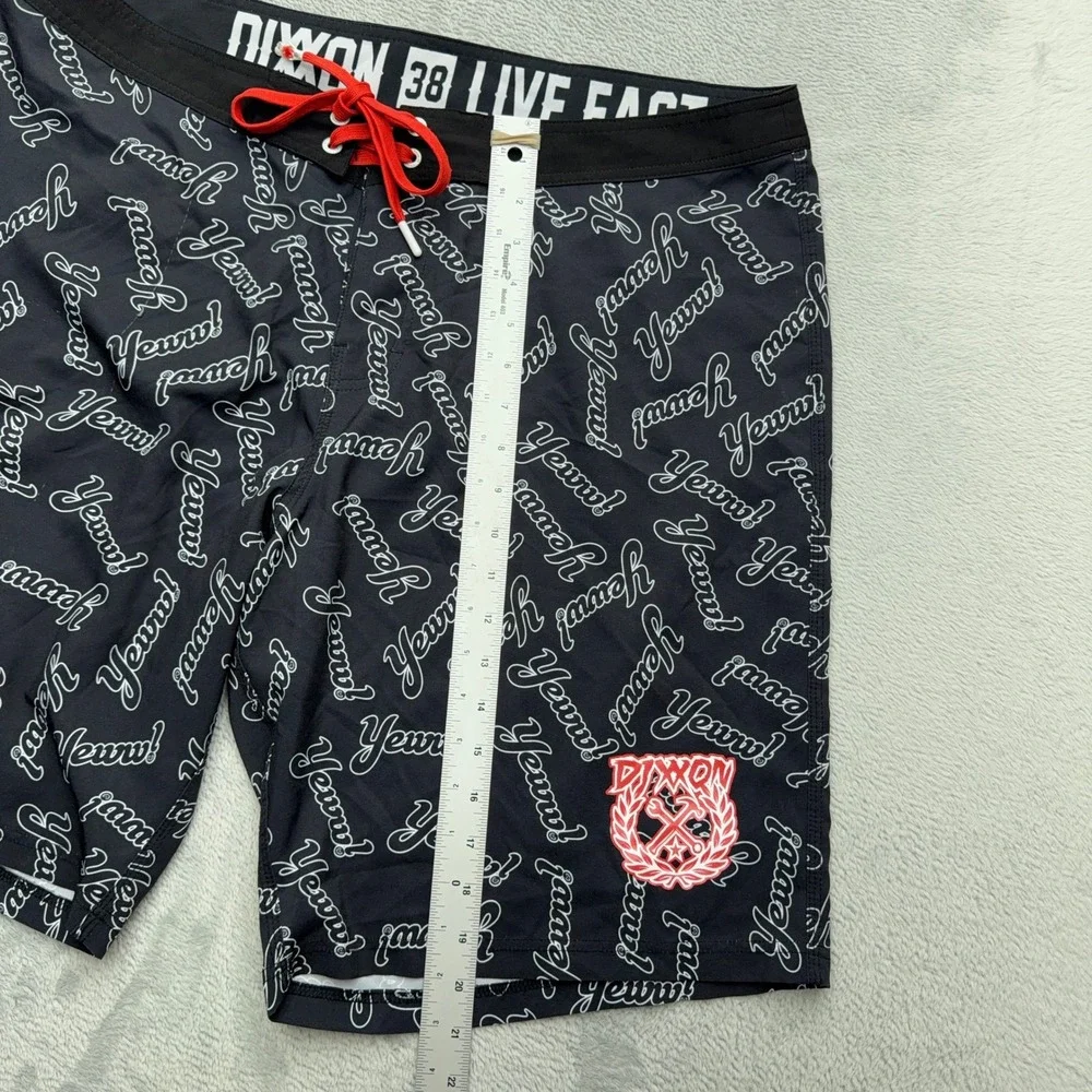 Dixxon Board Shorts Mens 38 Black Yeww Live Fast Graphic Print Swim Trunks